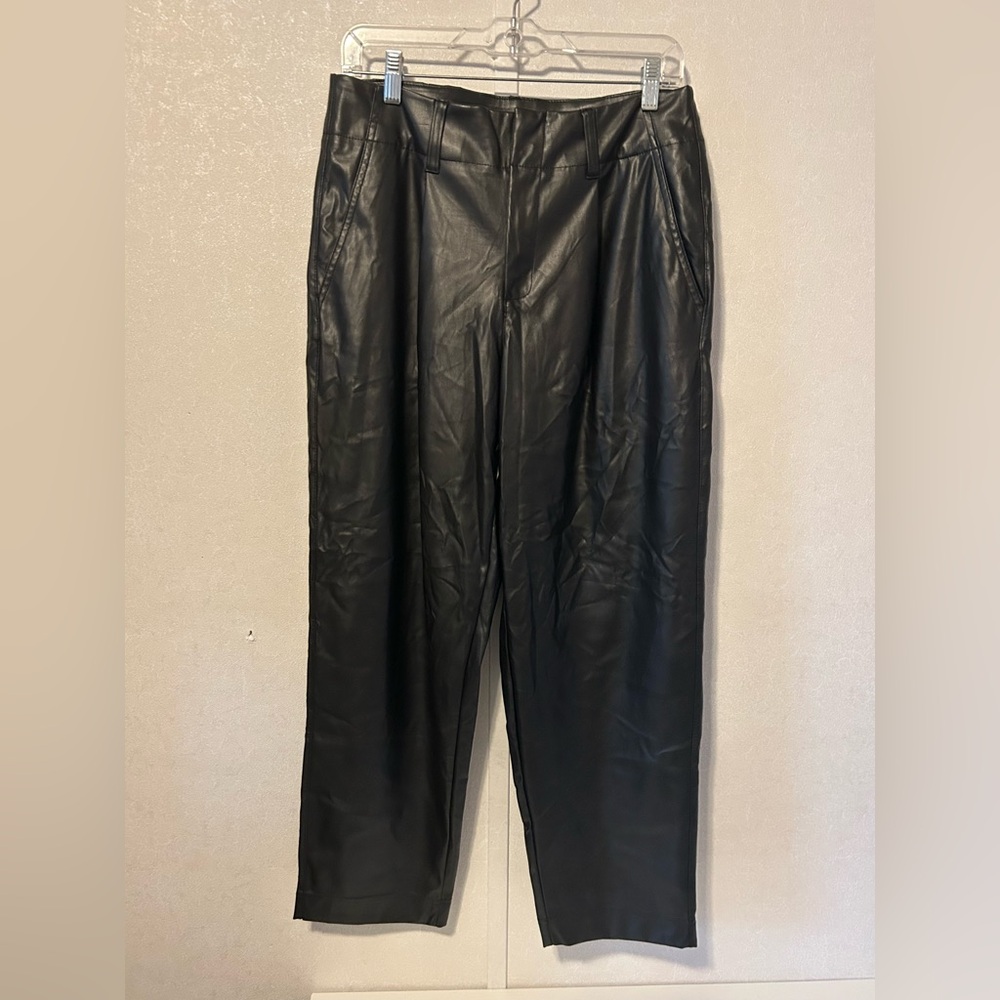a new day | Womenβs Black Faux Leather Barrel Pants | Size 10
